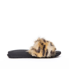 ASTON - FAUX FUR SLIDES [LEOPARD] - AKID